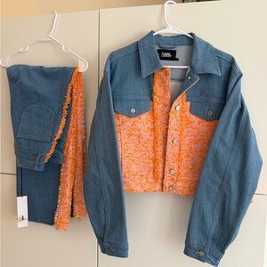 Karl Lagerfeld Blue and Orange Jean set